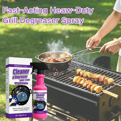 Cleaner&Degrcaser Smoky Stains,Fast-Acting Grill Cleaner Spray,120ml Fast Acting Grill Degreaser Spray for Outdoor Grills,Heavy Duty BBQ Degreaser for Burnt Food & Stubborn Grease. (1)