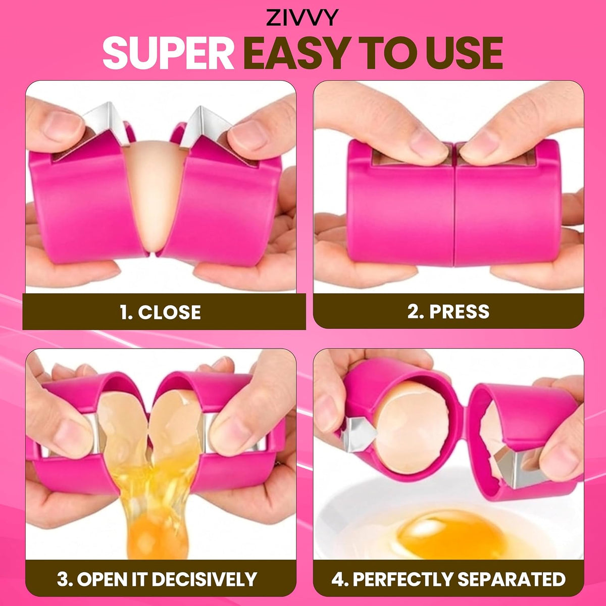 Egg Cracker & Egg Shell Opener Tool - Easy Egg Shell Cracker for Clean Shell Opening - Egg Opener & Kitchen Gadget for No Mess Breakfast & Meal Prep (Black)