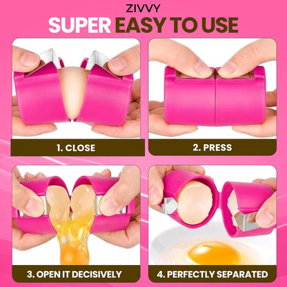 Egg Cracker & Egg Shell Opener Tool - Easy Egg Shell Cracker for Clean Shell Opening - Egg Opener & Kitchen Gadget for No Mess Breakfast & Meal Prep (Black)