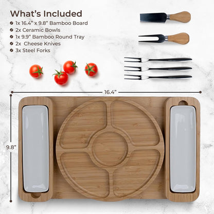Bambüsi Charcuterie Boards - Large Bamboo Charcuterie Board Set with Knives Serving Accessories, Cheese Tray - House Warming Gifts New Home, Wedding Gift, Bridal Shower Gifts, Birthday Gifts Women Men