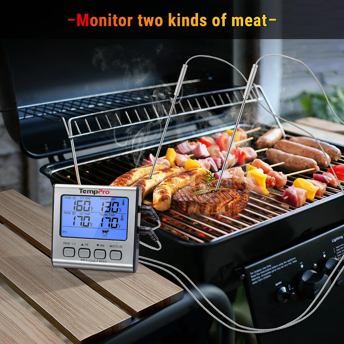 TempPro TempTrack Digital Cooking Meat Thermometer with Dual Meat Probe
