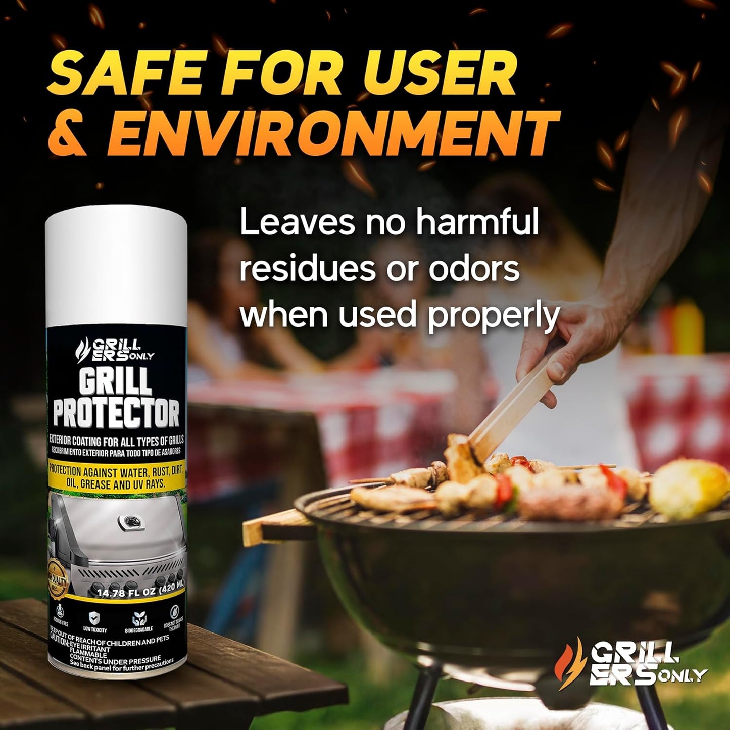 Grill Cleaner Spray & Degreaser | Heavy-Duty Grill Spray for BBQ, Griddles & Cast Iron Cleaner - Professional Outdoor Kitchen Formula - 35.2 fl oz.