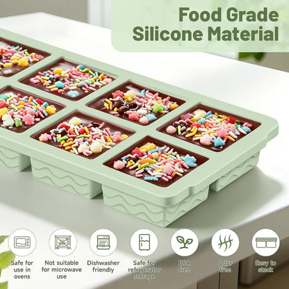 Silicone Freezer Trays with Lid for Soup, 1-Cup & 2-Cup Large Ice Cube Molds Food Storage Containers for Meal Prep, Freeze 500mL/250mL/125mL Portions – 2 Pack