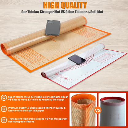 Silicone Pastry Mat 36x24 Inch Nonstick Baking Mat -Perfect for Dough, Pastry, Dough Rolling, Kneading Board, Pie Crust, Fondant, Pasta/Pizza, Kitchen Counter Mat