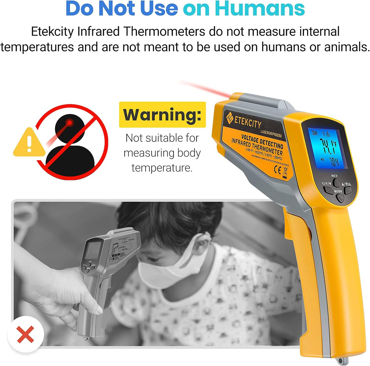 Etekcity Infrared Thermometer Laser Temperature Gun, -58°F~1130°F