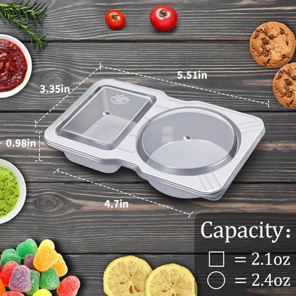 Qewro 15 Sets Snack Containers, Reusable Double Compartment Condiment With Lids 2 Portion Snack Containers Sauces Dip, Disposable Box to Grab and Go with Prep For Adults, On The Go For Kids