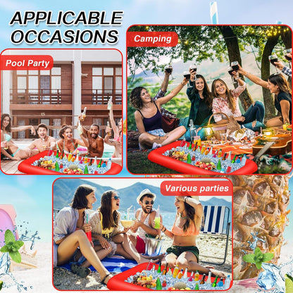 Leitee Inflatable Serving Bar with Drain Plug 52 x 24 x 5'' Inflatable Ice Serving Buffet Bar for Party Food Cooler Buffet Drink(Black,Basic Style)