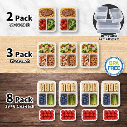 KIGI Airtight Reusable Meal Prep Containers, Leak-Proof & Stackable, 4-Sided Locking Lids, Ideal for Food Storage, Lunch & Leftovers, Microwave, Freezer & Dishwasher Safe, 39 oz, 4.8 Cup, 12 Piece Set