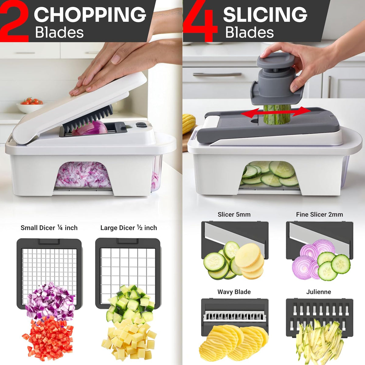 MUELLER HOME Pro-Series 10-in-1 Stainless Steel Multi Vegetable Chopper