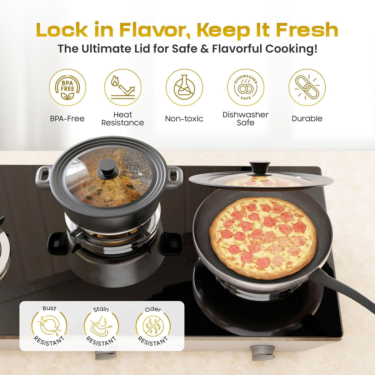 Universal Lid for Pots, Pans & Skillets, 7.5-11.5" Cookware