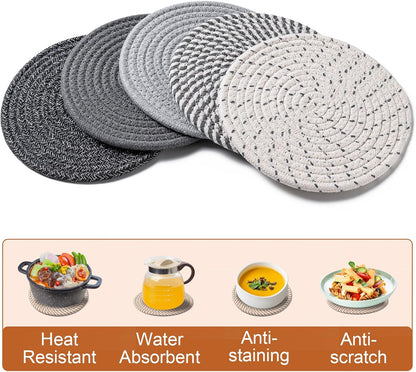 7 Inch Trivets for Hot Dishes, Pot Holders for Kitchen, Hot Pads, Coasters