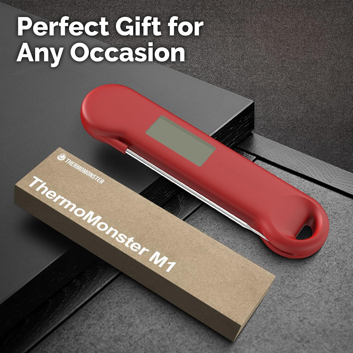 0.5 Sec Instant Read Meat Thermometer Digital for Outdoor Fryer, Black