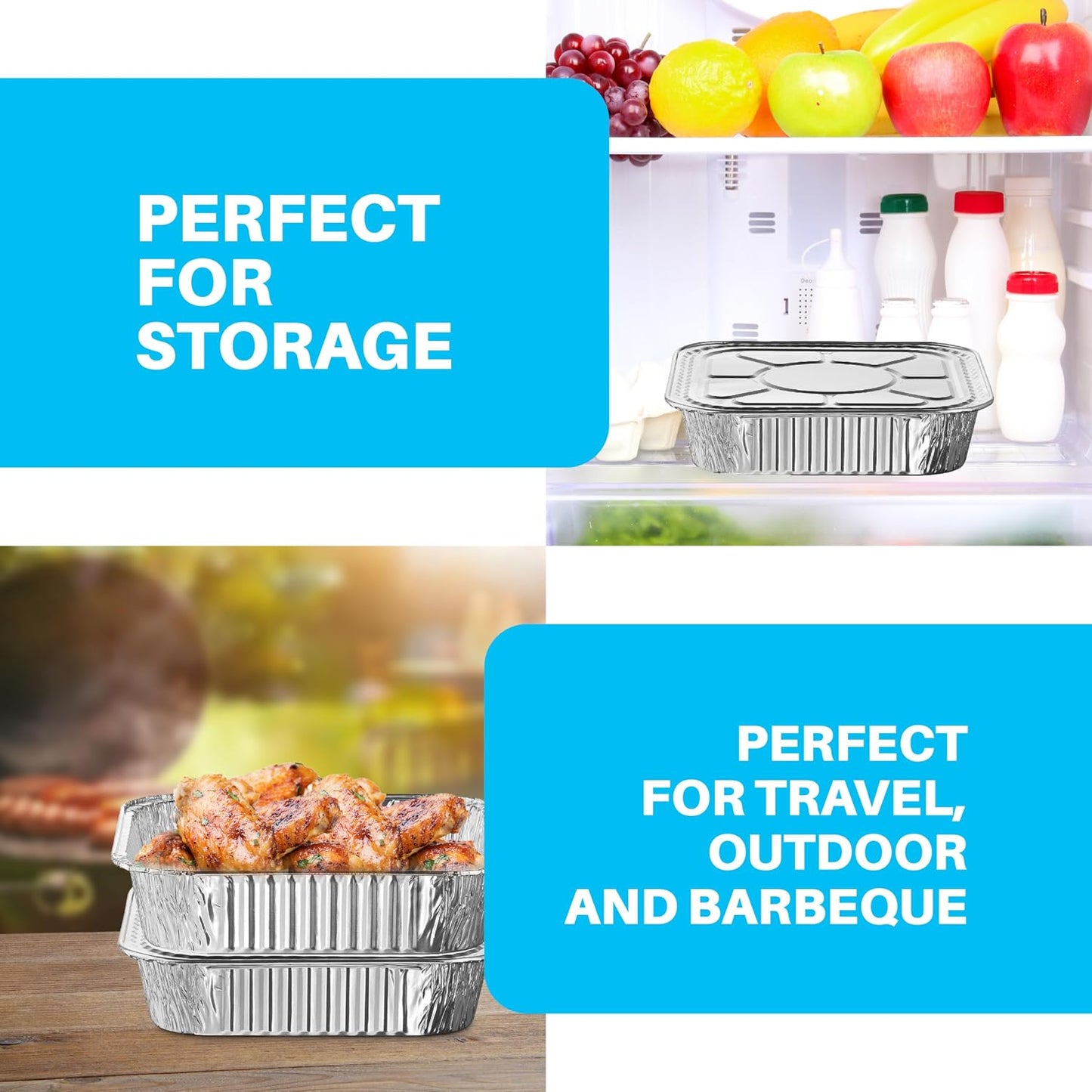 MontoPack 8” Disposable Aluminum Foil Square Baking Pans | 8 x 8 Cake Pan Tin for Broiling, Toaster Oven, Meal Prep, Roasting, Take Out | 20 Pack (8" X 8" Without Lids)