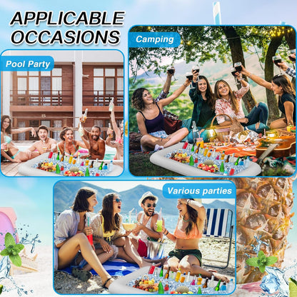 Leitee Inflatable Serving Bar with Drain Plug 52 x 24 x 5'' Inflatable Ice Serving Buffet Bar for Party Food Cooler Buffet Drink(Black,Basic Style)