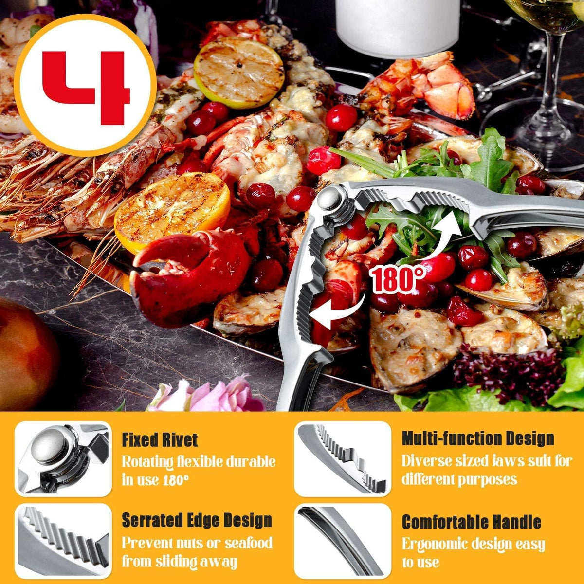 24 Pcs Crab Crackers and Tools, Nut Crackers Seafood Tools