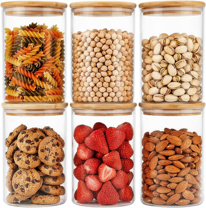 Moretoes 3 Pack 2qt Glass Storage Containers with Bamboo Press Lids, Large Airtight Food Storage Jars for Pantry, Flour, Sugar, Dry Goods
