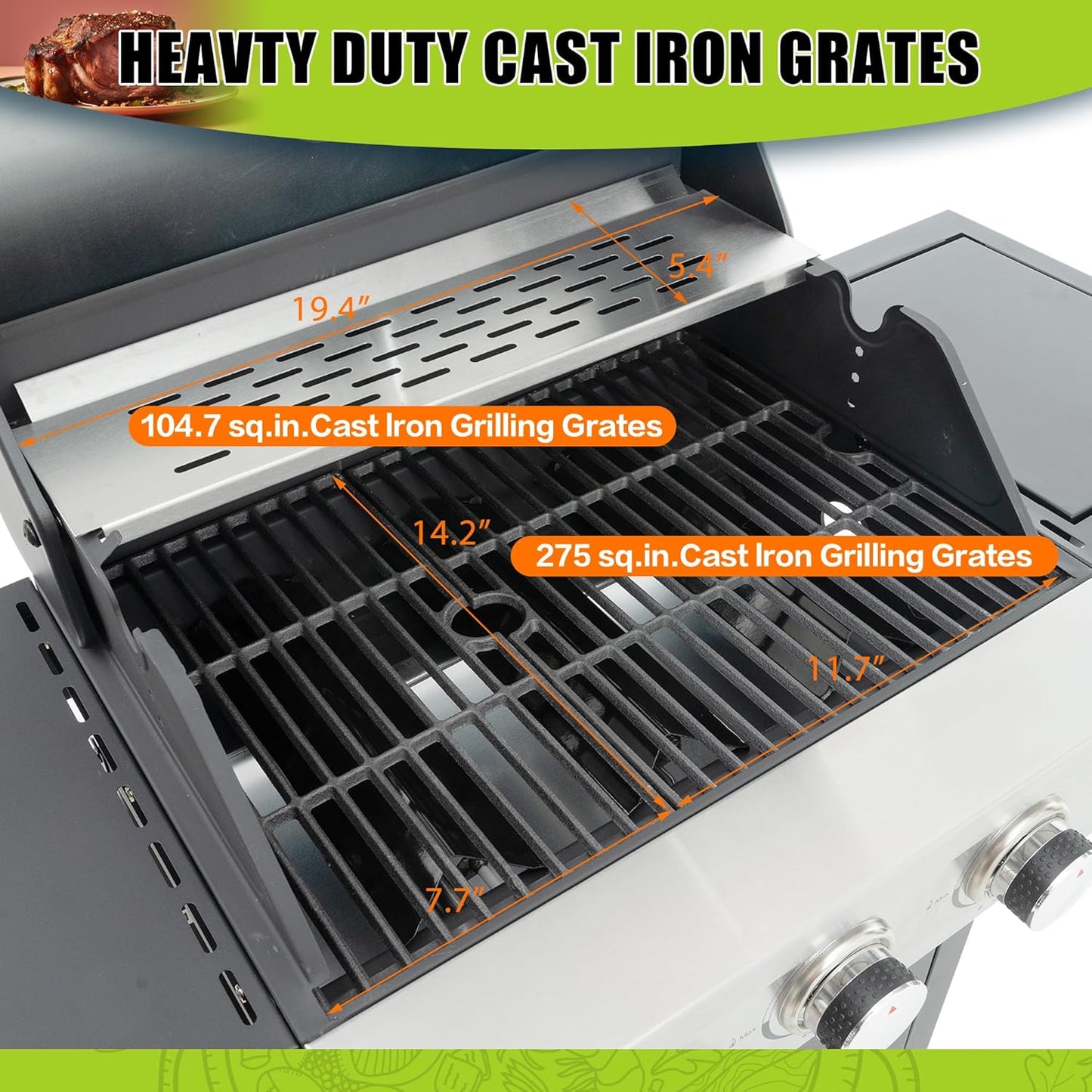 3-Burner Propane Gas Grill, 30,000 BTU Stainless Steel Outdoor BBQ Grill with Lid, Side Shelves & Wheels for Patio, Garden and Backyard Cooking