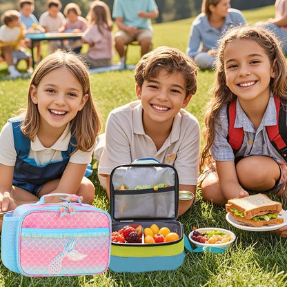 RHCPFOVR Kids Lunch Bag - Insulated Lunch Box for Boys Girls,Washable Lunch Bag and Reusable Toddler Leak-proof Lunchbox for School and Daycare - Colors A