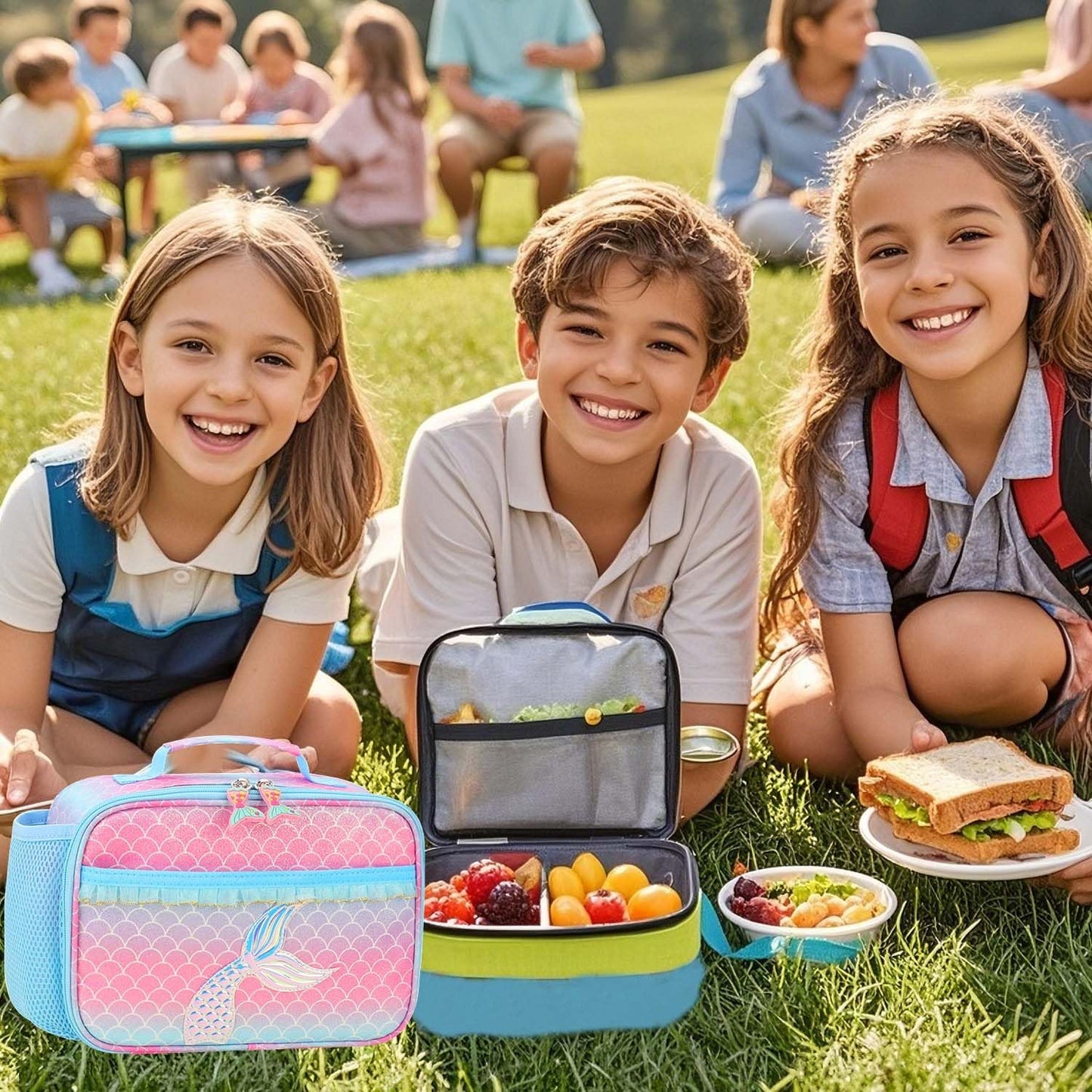 RHCPFOVR Kids Lunch Bag - Insulated Lunch Box for Boys Girls,Washable Lunch Bag and Reusable Toddler Leak-proof Lunchbox for School and Daycare - Colors B
