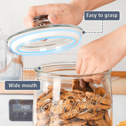 Folinstall 2 Pack 1 Gallon Glass Cookie Jar, Large Glass Jar with Airtight lid, Glass Food Storage Container for Cookies, Candy, Flour, Dog Treats, Coffee, Apothecary Jars