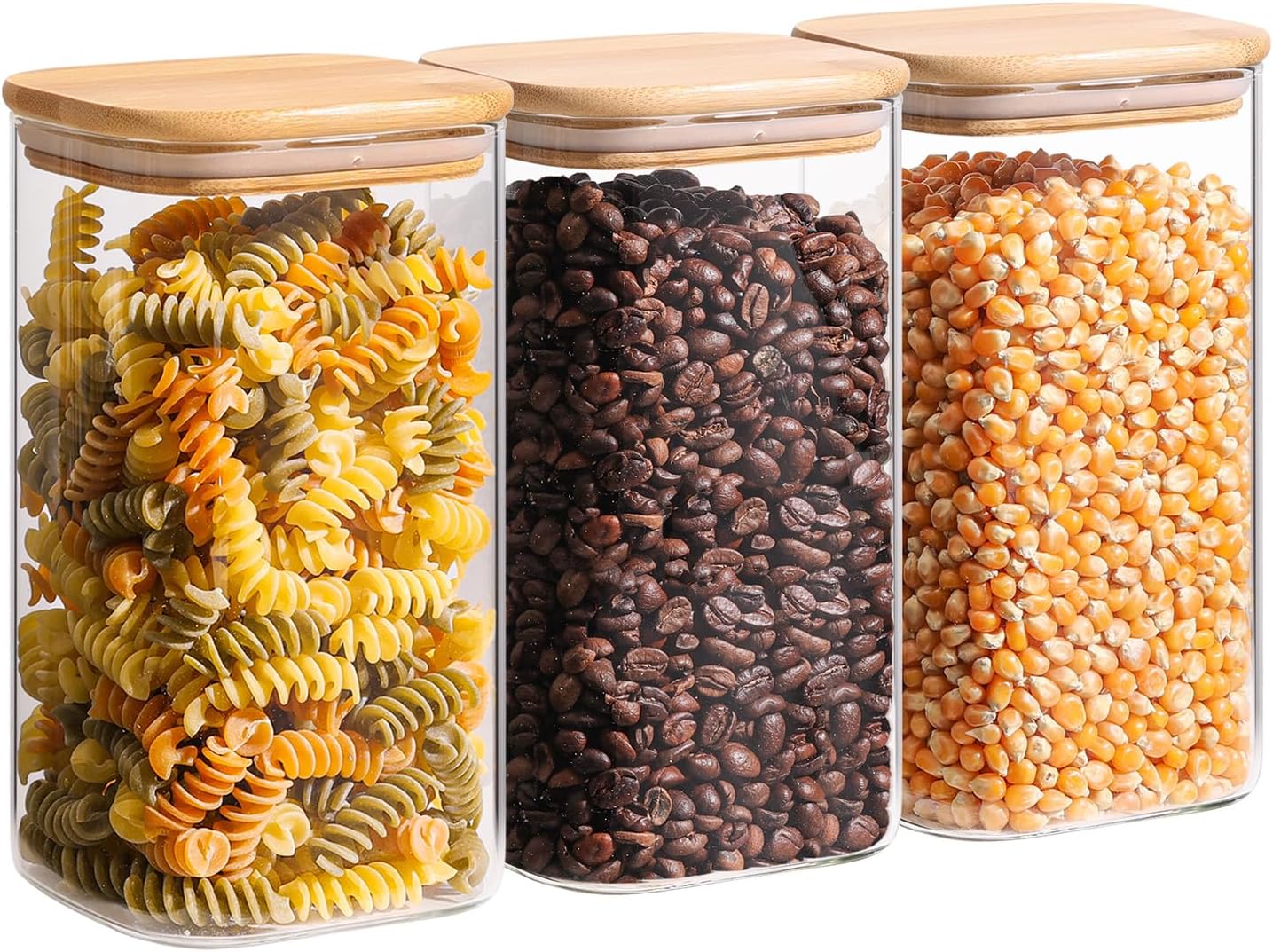 ComSaf 2Pcs Large Glass Storage Containers with Lids 4Qt, 1 Gallon Wide Mouth Flour Sugar Storage Containers, Large Capacity and Sealed for Rice, Cereal, Oat, Easy Clean and Scoop, Pantry Organization