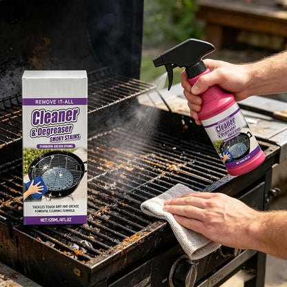 Fast-Acting Heavy-Duty Grill Degreaser Spray,120 ML BBQ Grill Grease Dissolving Cleaner Spray,Effortlessly Stubborn Stains Remove for Kitchen Oil Outdoor Grills Grates,Stove Top (1)