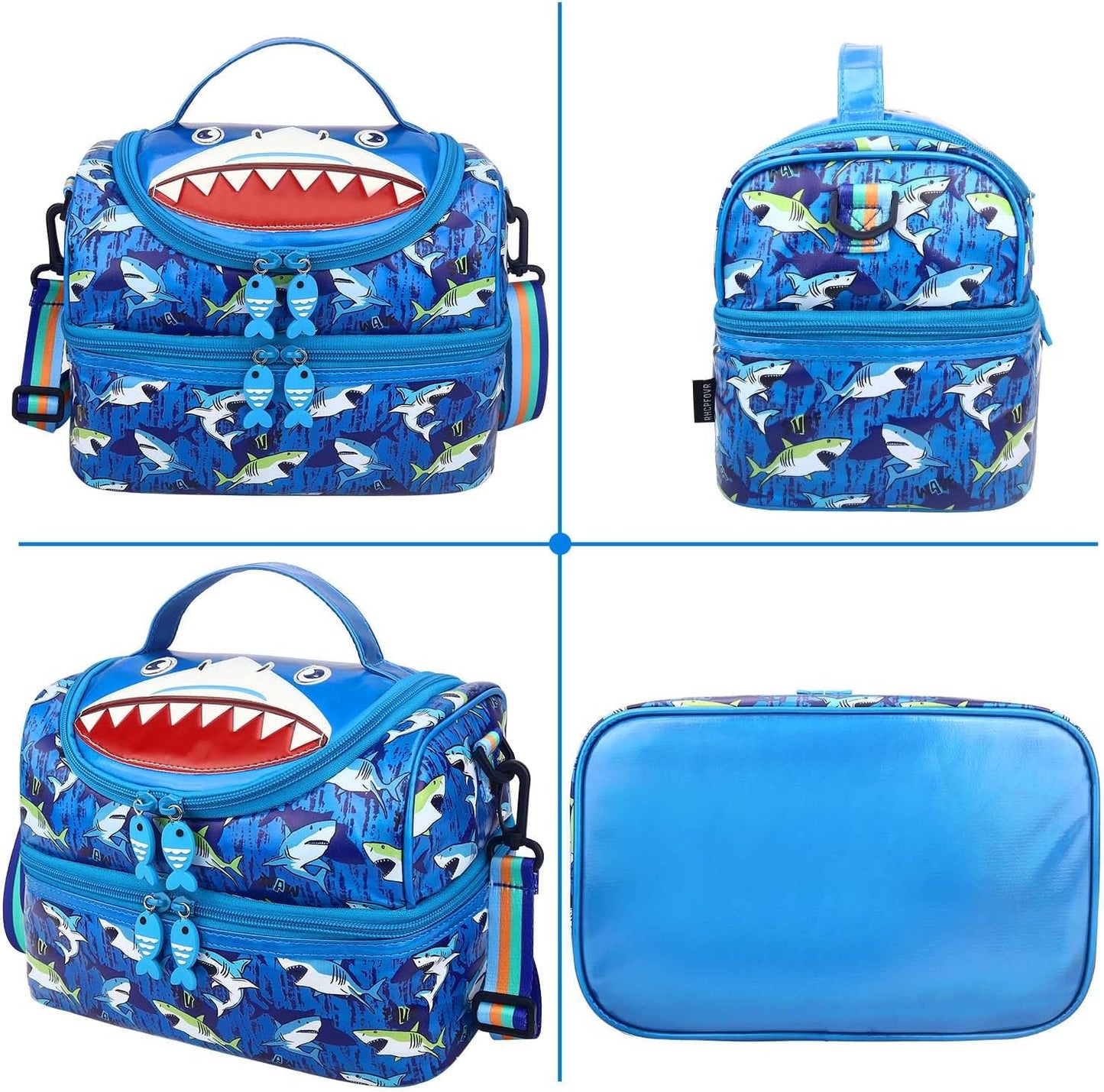 RHCPFOVR Kids Lunch Bag - Double - Decker Cooler Insulated Lunch Box for Boys Girls,Washable Lunch Bag with Strap and Reusable Toddler Lunchbox for School and Daycare