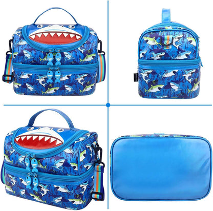 RHCPFOVR Kids Lunch Bag - Double - Decker Cooler Insulated Lunch Box for Boys Girls,Washable Lunch Bag with Strap and Reusable Toddler Lunchbox for School and Daycare