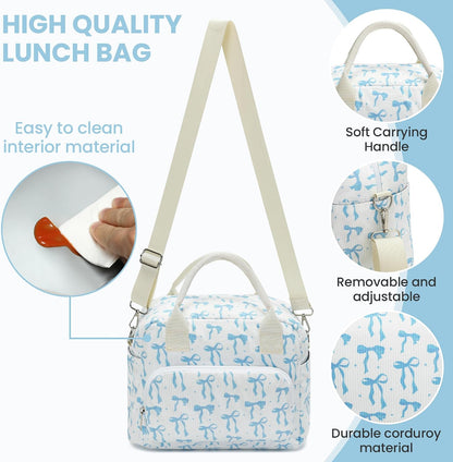 RLGPBON Insulated Lunch Bag Teen Girls, Preppy Lunch Box Large Insulated Lunch Bag Reusable Lunch Tote Bag, Preppy LunchBag for Girls School Travel Picnic