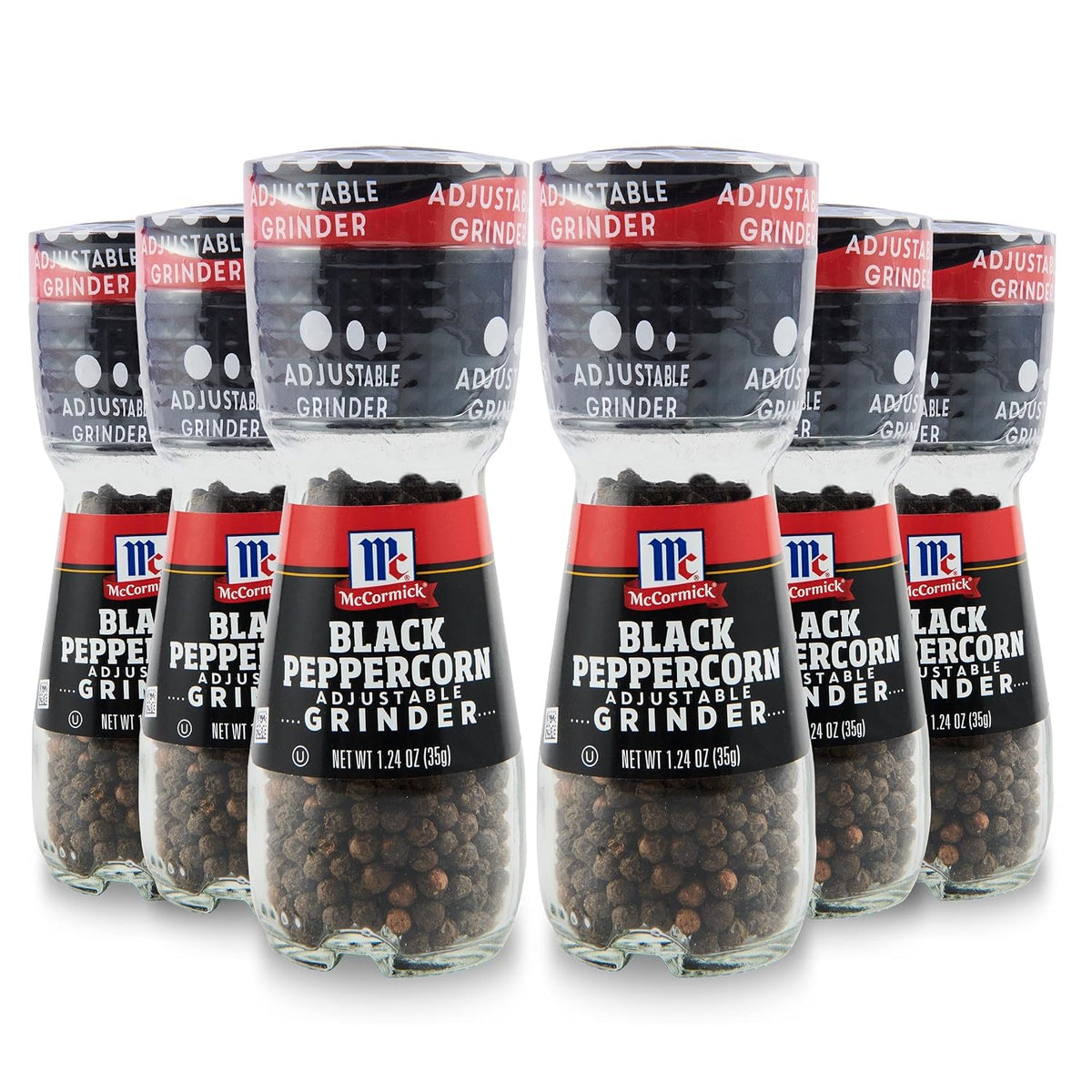 McCormick Sea Salt Grinder, 2.12 oz (Pack of 6) - One 6 Pack of 2.12 Ounce Glass Bottles of Mediterranean Sea Salt, Best for Tabletop Use