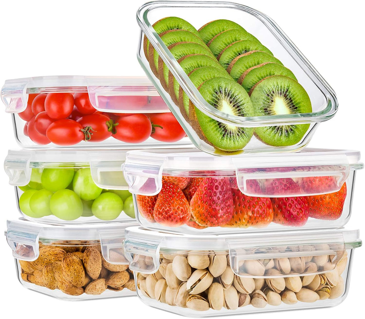 Bayco Glass Storage Containers with Lids, 9 Sets, Meal Prep Airtight Food Storage Containers for Food Storage with Lids - Leak Proof