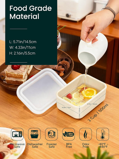 8 PCS 2 Cup Silicone Freezer Molds with Lid, Meal Prep Freezer Molds Silicone Freezer Containers Reusable Food Preserving Tray Freezing Ice Trays for Soups Sauces Stews