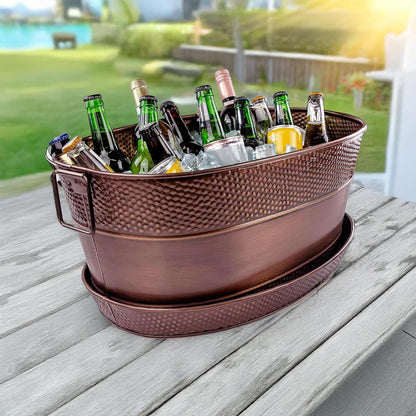BREKX Aspen Heavy-Duty Oval Stainless Steel Drink Cooler for Parties - Metal Large Ice Bucket for Drinks, 25-Quart (30-Bottle) Large Cooler Ice Container for Parties
