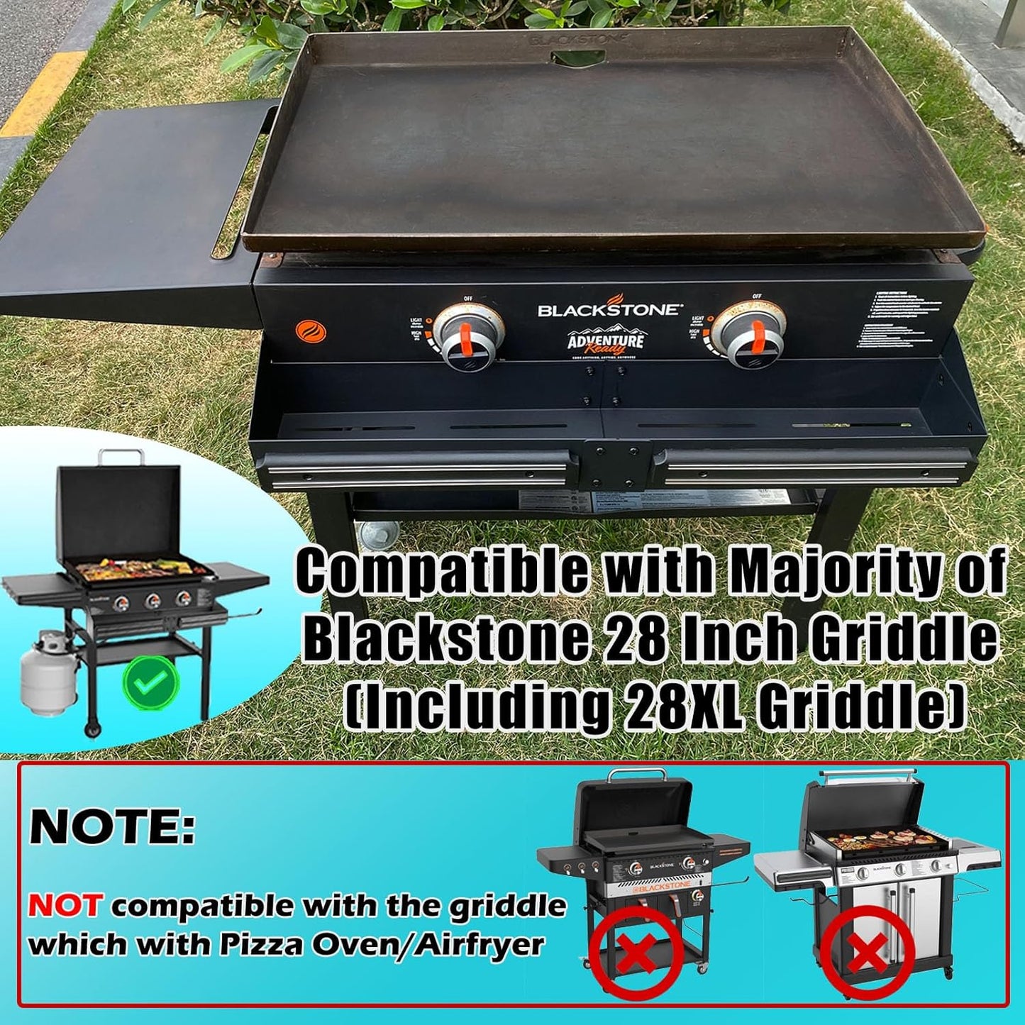 Front Griddle Caddy with 2-Pack Magnetic Tool Holders for Blackstone 36 inch Griddle, Large Capacity Front Tool/ Bottle Shelf for Easy Access, Grill Caddy for Blackstone Griddle Accessories 36 inches