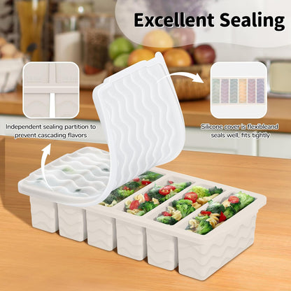 3-Pack Silicone Freezer Trays with Lid,2 Large 2-Cup(500ml)&4 Medium 1-Cup(250ml)&6 Small 1/2-Cup(125ml) Soup Freezer Container Molds,Ice Cube Tray For Meal Prep&Freezing Soup,Stews,Sauces