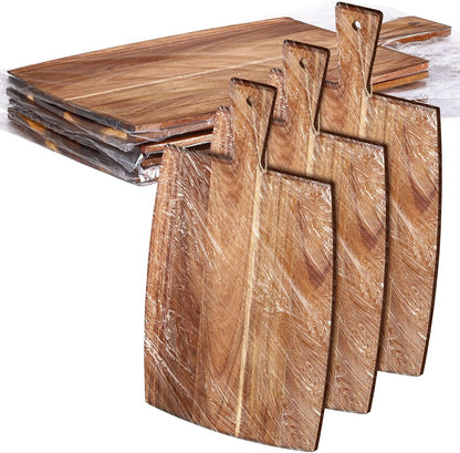 Patelai 6 Pcs 15 x 7 Inch Bamboo Cutting Board Set with Handles Laser Engraving Wooden Charcuterie Kitchen Plain Serving Chopping Board Bulk for DIY Housewarming