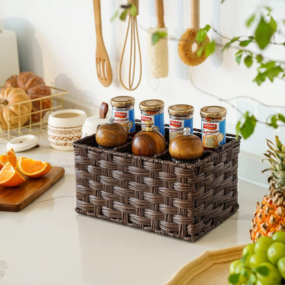 GRANNY SAYS Wicker Utensil Caddy - Picnic Basket with Handle, Organizer for Kitchen Table or Cabinet, Silverware Holder for Parties