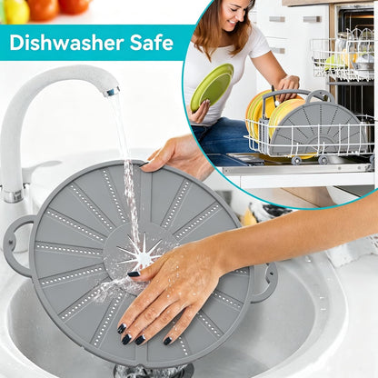 Silicone Splatter Screen for Frying Pan, Foldable Splash Guard, Multi-Use Grease Splatter Guard,Heat-Resistant Trivet Mat, 12" Non-Stick Oil Splatter Guard, Dishwasher Safe, BPA Free-red