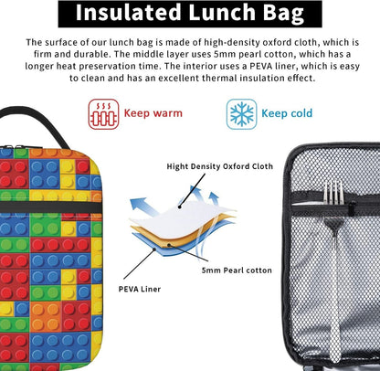 Black Cat Reusable Lunch Box Food Bag Insulated Lunch Bag for Teenage Boys Girls School Beach