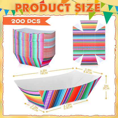 Engrowtic 100 Pcs Fiesta Mexican Nacho Trays Disposable Food Trays Taco Boats for Candy Hot Dog Cinco De Mayo Birthday Party Supplies (3 lb)
