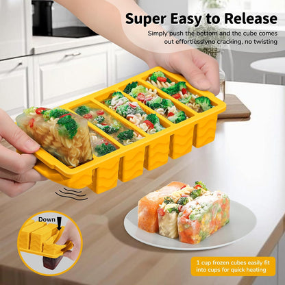4-Pack Silicone Freezer Trays with Lid,2*【2 Large 2-Cup(500ml)&6 Small 1/2-Cup(125ml)】Soup Freezer Container Molds,Ice Cube Tray For Meal Prep&Freezing Soup,Stews,Sauces,Oven&Dishwasher-Safe