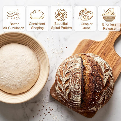 9'' Round Sourdough Banneton Bread Proofing Basket, Set of 2