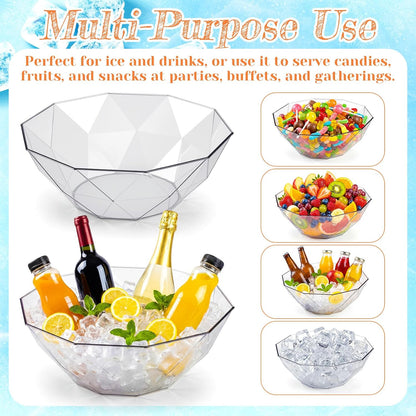 LemonRoad 6 Pcs 4l Clear Plastic Ice Buckets for Parties Beverage Tubs for Cocktail Acrylic Wine Champagne Buckets with 2 Scoops 2 Clamp Drink Cooler Bucket for Parties, Mimosa Bar Supplies, Beer