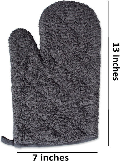 DII Basic Terry Collection 100% Cotton Quilted, Oven Mitt, Brown, 2 Piece