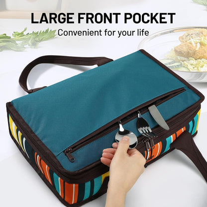 MIER Insulated Casserole Carrier for Hot or Cold Food Thermal Food Carrier Bag for Lasagna Potluck Parties Picnic Cookouts, Fits 9"x13" Baking Dish/Foil Pan, Red