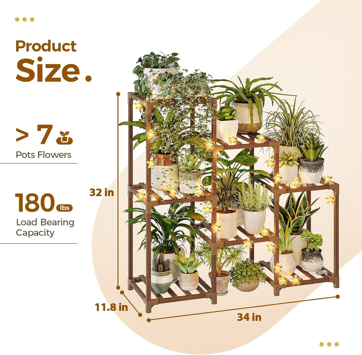 Bamworld Plant Stand Indoor Plant Shelf Outdoor Wood Plant Rack