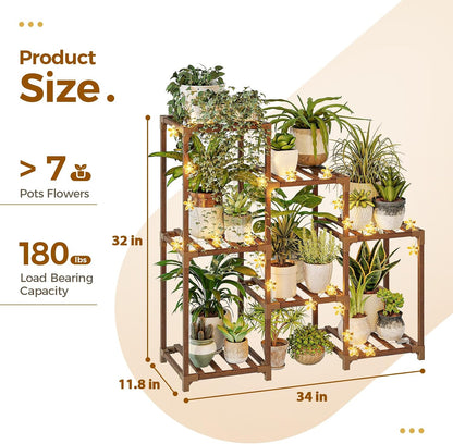 Bamworld Plant Stand Indoor Plant Shelf Outdoor Wood Plant Rack