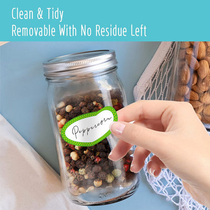 500 Removable Freezer Pantry Labels, Waterproof Tear Resistant Removable No Residue, for Food Containers Jars Kitchen Restaurant Storage Organization