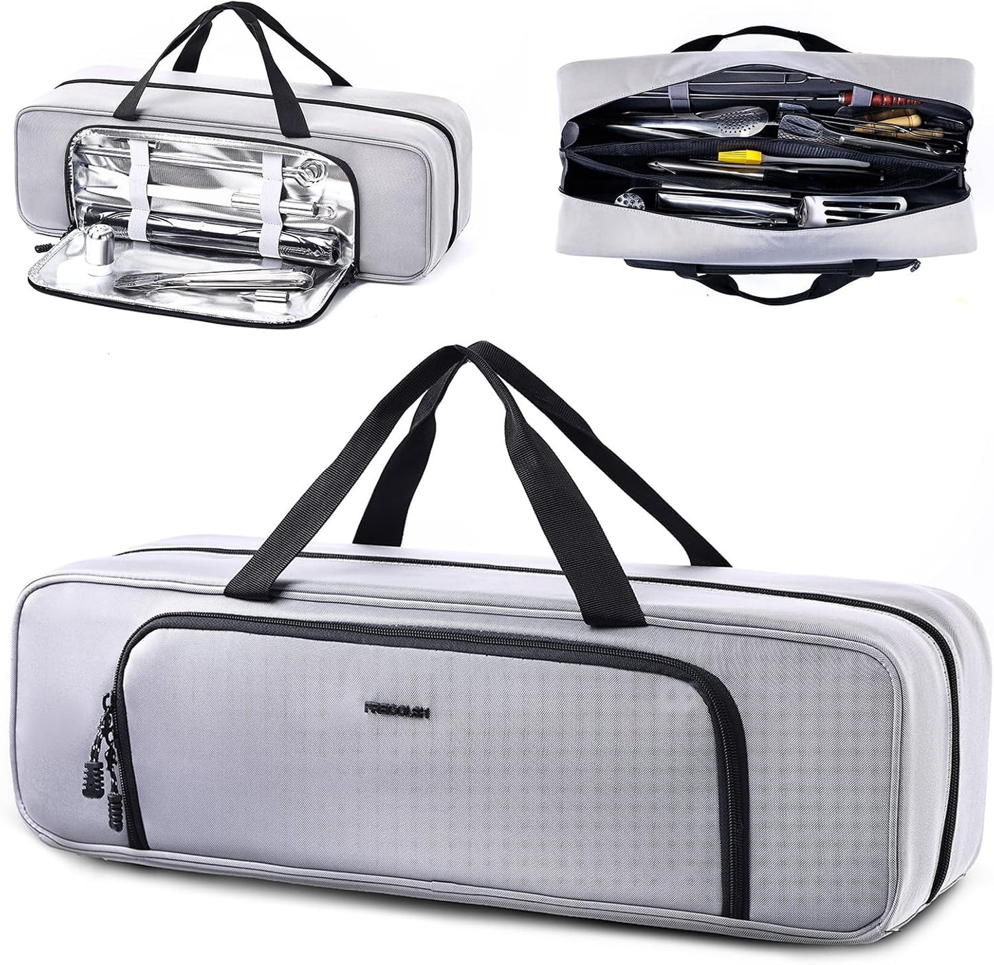22" Grill Tool Bag, Heavy Duty BBQ Accessories Organizer with Wide-Open Design, Large Griddle Utensil Storage Bag for Blackstone, Camping, Tailgating, BBQ Gifts for Men（Bag Only）
