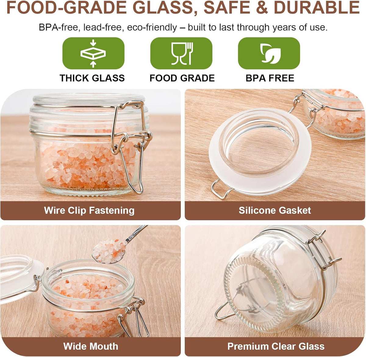 Spice Jars Set of 6, 4 oz Glass Spice Jars with Airtight Lids and Labels, Small Seasoning Jars for Spices, Herbs, Kitchen Spice Organizer